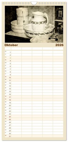 Produktbild: Familienplaner 2026 - Retro mit 5 Spalten (Wandkalender, 21 x 45 cm) CALVENDO