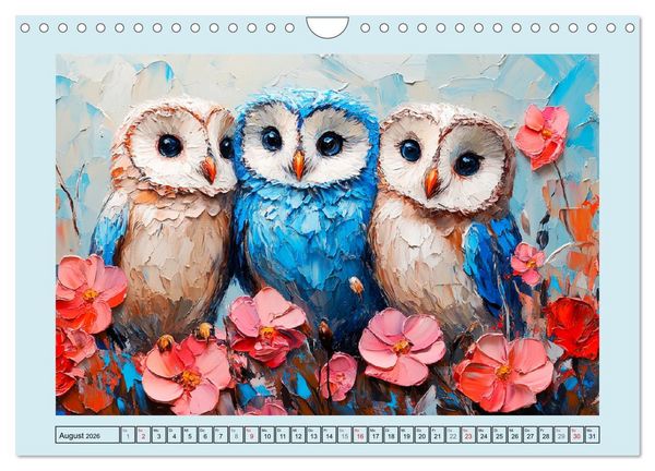 Produktbild: Eulen. Entz&uuml;ckende Paintings (Wandkalender 2026 DIN A4 quer), CALVENDO Monatskalender