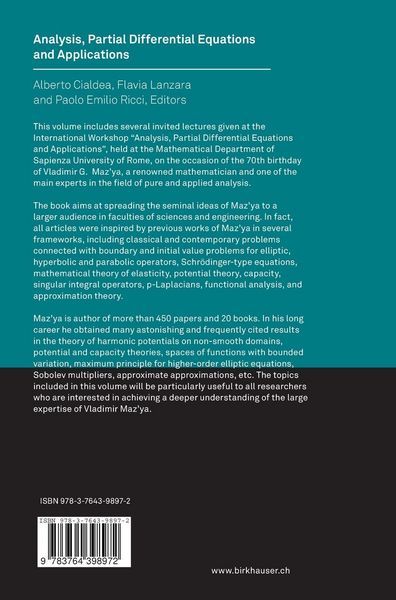 Produktbild: Analysis, Partial Differential Equations and Applications