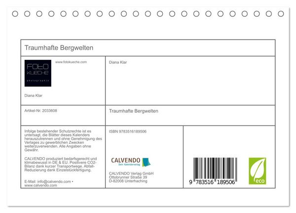 Produktbild: Traumhafte Bergwelten (Tischkalender 2026 DIN A5 quer), CALVENDO Monatskalender