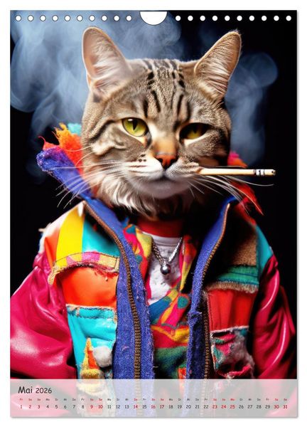 Produktbild: Katzen im lustigen Gangsterlook (Wandkalender 2026 DIN A4 hoch), CALVENDO Monatskalender