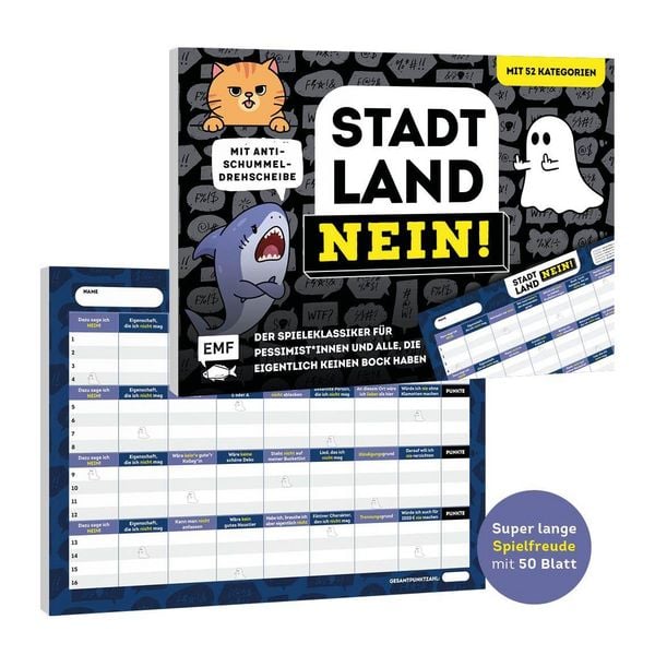 Produktbild: Stadt, Land, NEIN! &ndash; Der Spieleklassiker f&uuml;r Pessimist*innen und alle, die eigentlich keinen Bock haben