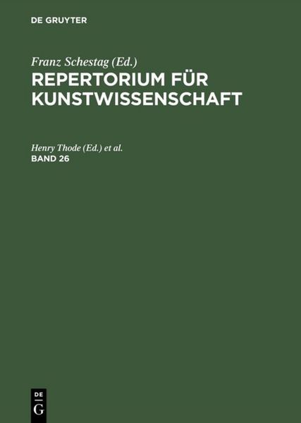 Produktbild: Repertorium f&uuml;r Kunstwissenschaft. Band 26
