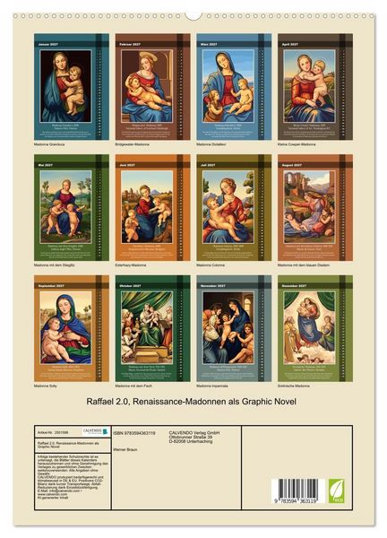 Produktbild: Raffael 2.0, Renaissance-Madonnen als Graphic Novel (hochwertiger Premium Wandkalender 2027 DIN A2 hoch), Kunstdruck in Hochglanz