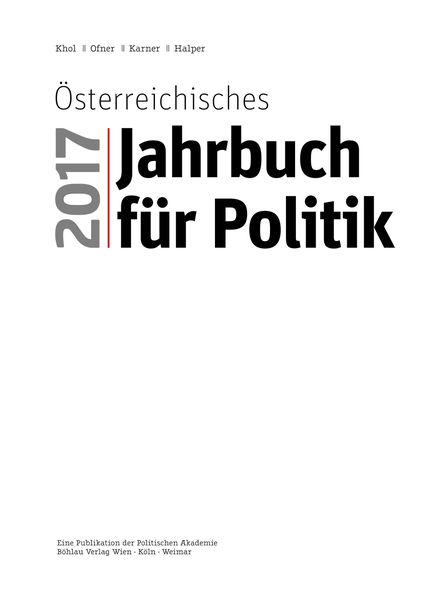 Produktbild: &Ouml;sterreichisches Jahrbuch f&uuml;r Politik 2017