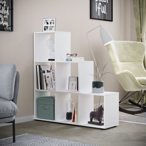 Produktbild: Holz Stand Treppenregal Regal 6 F&auml;cher Nitas