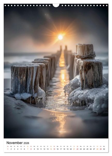 Produktbild: Frostige K&uuml;sten - Wintertr&auml;ume am Meer (Wandkalender 2026 DIN A3 hoch), CALVENDO Monatskalender