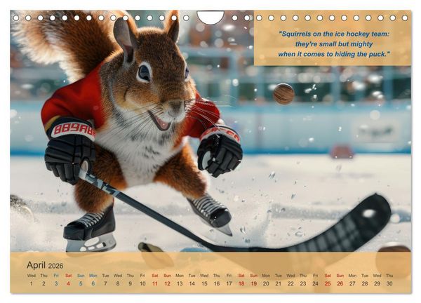 Produktbild: The most charming ice hockey animals in action (Wall Calendar 2026 DIN A4 landscape), CALVENDO 12 Month Wall Calendar