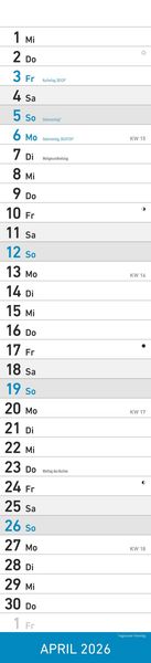 Produktbild: Streifenplaner BLAU 2026 - Streifenkalender - Wandplaner - Küchen-Kalender - 11,3x49,5