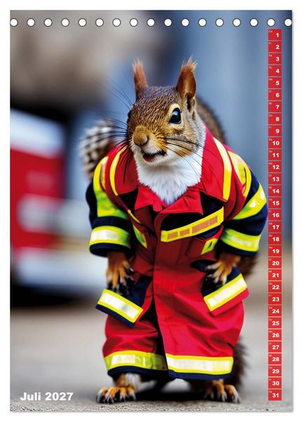 Produktbild: Feuerwehr - Tierischer Feuerwehrkalender (Tischkalender 2027 DIN A5 hoch), CALVENDO Monatskalender
