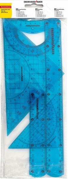 Produktbild: Eberhard Faber Geometrieset superflexibel transparent blau 5 Teile Blister