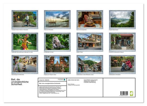 Produktbild: Bali, die unvergleichliche Sch&ouml;nheit (Wandkalender 2026 DIN A2 quer), CALVENDO Monatskalender