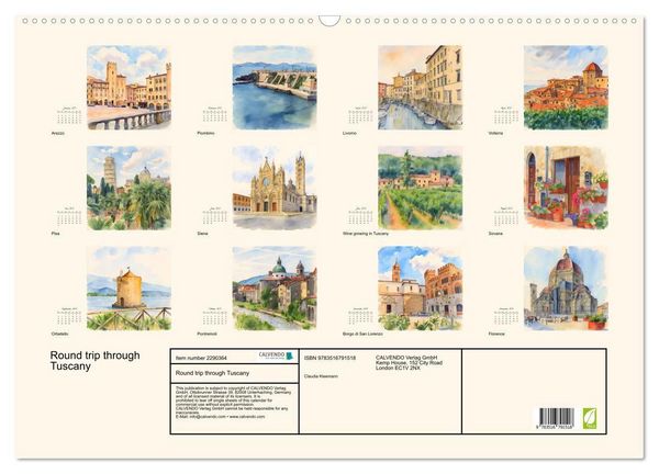 Produktbild: Round trip through Tuscany (Wall Calendar 2027 DIN A2 landscape), CALVENDO 12 Month Wall Calendar
