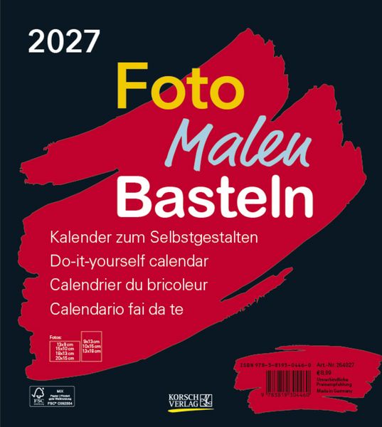 Produktbild: Foto-Malen-Basteln Bastelkalender schwarz 2027