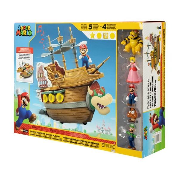 Produktbild: Nintendo Super Mario Deluxe Spielset - Bowser&acute;Schiff - inkl. 5 Figuren 6,5 cm & 4 Zubeh&ouml;r