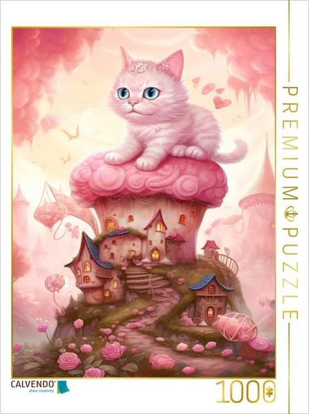 CALVENDO Puzzle Lustige Katze auf dem Dach | 1000 Teile Lege-Größe 64x48cm Foto-Puzzle für glückliche Stunden