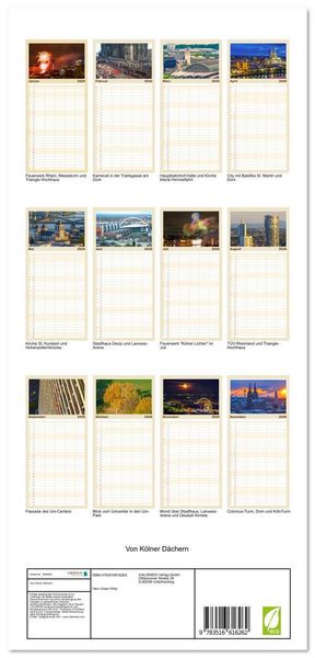 Produktbild: Familienplaner 2026 - Von K&ouml;lner D&auml;chern mit 5 Spalten (Wandkalender, 21 x 45 cm) CALVENDO