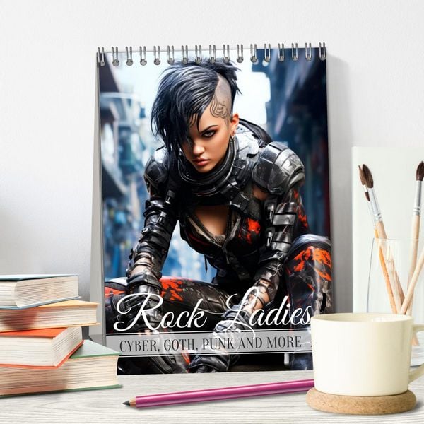 Produktbild: ROCK LADIES Cyber, goth, punk and more (Desk Calendar 2026 DIN A5 portrait), CALVENDO 12 Month DeskCalendar