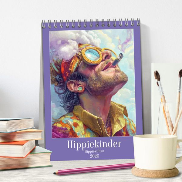 Produktbild: Hippiekinder - Hippiekultur (Tischkalender 2026 DIN A5 hoch), CALVENDO Monatskalender