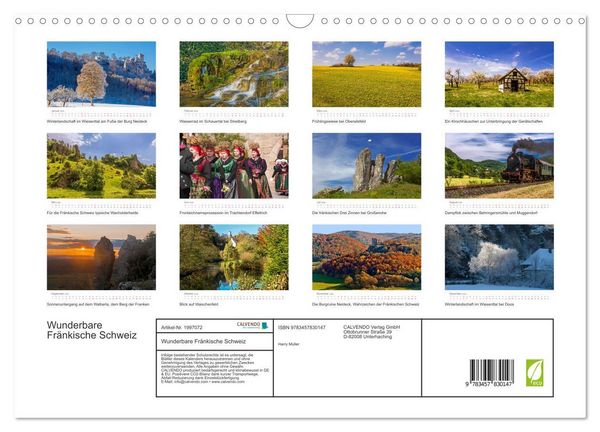 Produktbild: Wunderbare Fr&auml;nkische Schweiz (Wandkalender 2026 DIN A3 quer), CALVENDO Monatskalender