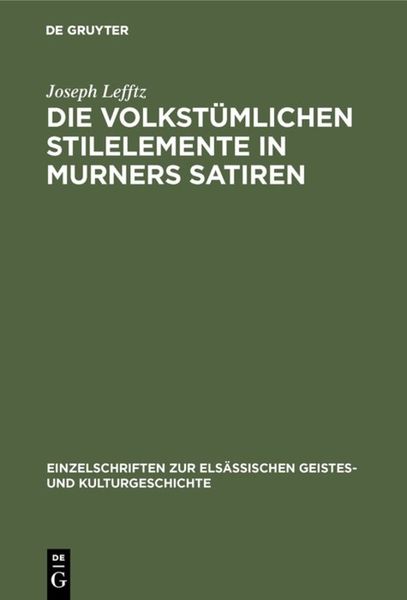 Produktbild: Die volkst&uuml;mlichen Stilelemente in Murners Satiren