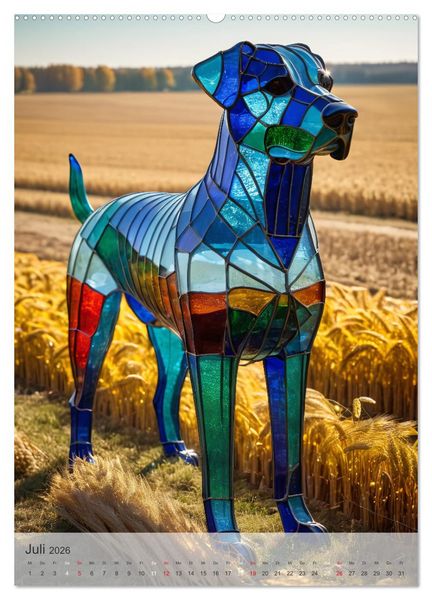 Produktbild: Tiere aus Glas - Hunde (hochwertiger Premium Wandkalender 2026 DIN A2 hoch), Kunstdruck in Hochglanz