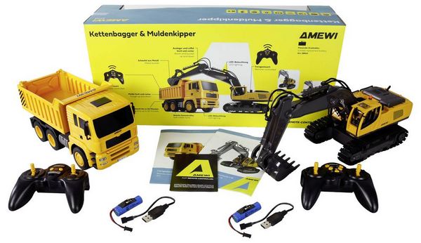 Produktbild: Amewi 1:18 Baufahrzeug Baufahrzeug, LKW mit Lichteffekt, inkl. Akku und Ladekabel