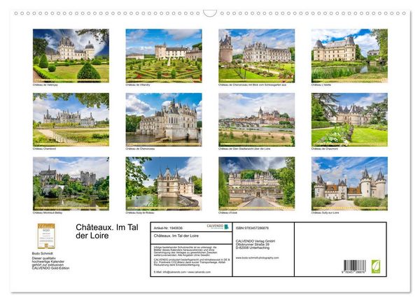 Produktbild: Ch&acirc;teaux. Im Tal der Loire (Wandkalender 2026 DIN A2 quer), CALVENDO Monatskalender