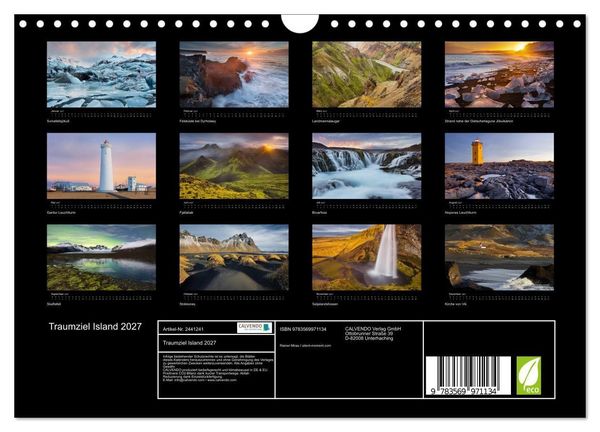 Produktbild: Traumziel Island 2027 (Wandkalender 2027 DIN A4 quer), CALVENDO Monatskalender