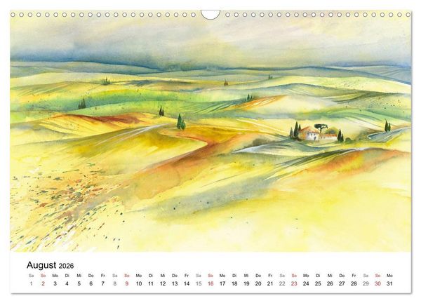 Produktbild: Toskana Aquarelle (Wandkalender 2026 DIN A3 quer), CALVENDO Monatskalender