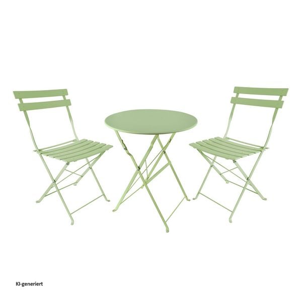 Produktbild: HTI-Living Bistro Sitzgruppe Metall Gr&uuml;n klappbar Tisch mit 2 St&uuml;hlen Balkon Set