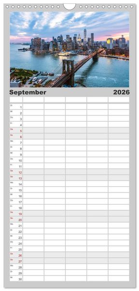 Produktbild: Familienplaner 2026 - New York City - Atemberaubende Ansichten mit 5 Spalten (Wandkalender, 21 x 45 cm) CALVENDO