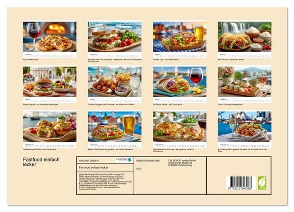 Produktbild: Fastfood einfach lecker (Wandkalender 2026 DIN A3 quer), CALVENDO Monatskalender