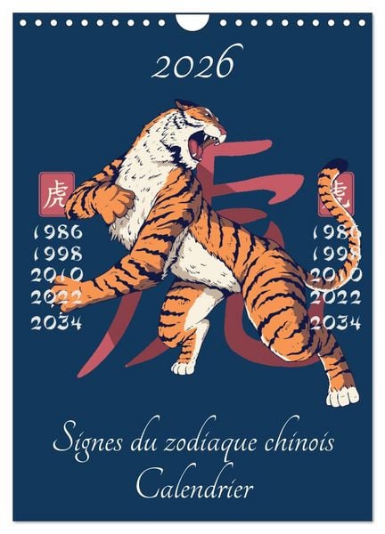 Signes du zodiaque chinois (Calendrier mural 2026 DIN A4 horizontal), CALVENDO calendrier mensuel