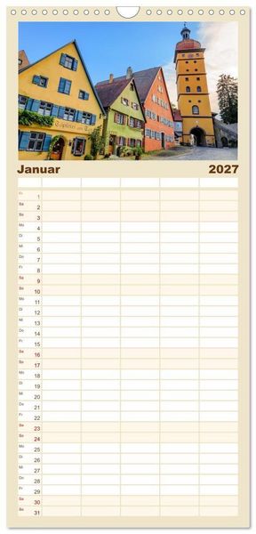 Produktbild: Familienplaner 2027 - Dinkelsb&uuml;hl - Zw&ouml;lf Momente in der Altstadt mit 5 Spalten (Wandkalender, 21 x 45 cm) CALVENDO