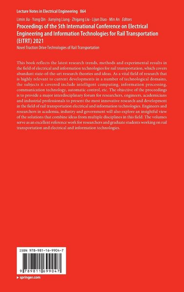 Produktbild: Proceedings of the 5th International Conference on Electrical Engineering and Information Technologies for Rail Transportation (EITRT) 2021