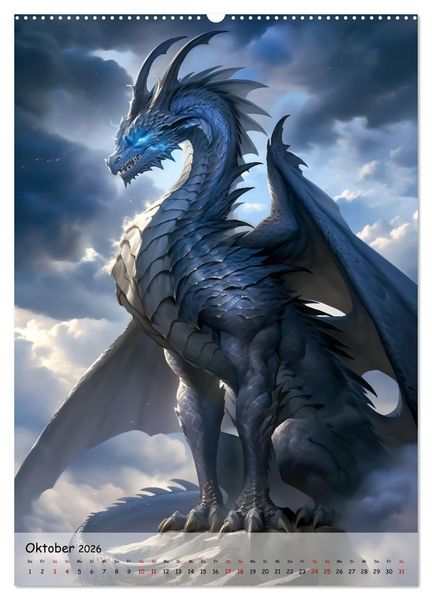 Produktbild: Gefl&uuml;gelte H&uuml;ter - Erleben Sie die Magie der Drachen (hochwertiger Premium Wandkalender 2026 DIN A2 hoch), Kunstdruck in Hochglanz