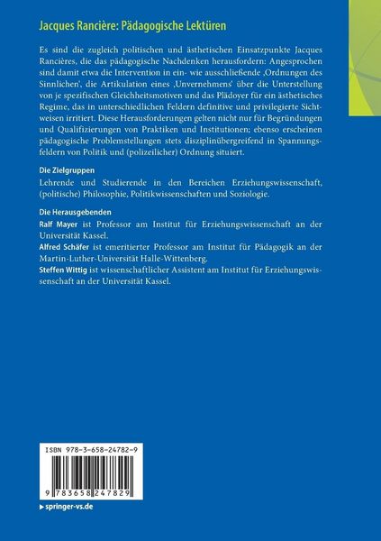 Produktbild: Jacques Ranci&egrave;re: P&auml;dagogische Lekt&uuml;ren