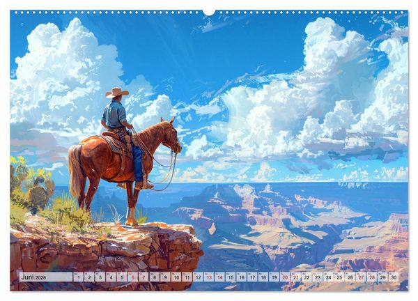 Produktbild: Pferde, Freiheit, Westernreiten (hochwertiger Premium Wandkalender 2026 DIN A2 quer), Kunstdruck in Hochglanz