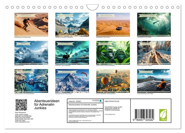 Produktbild: Abenteuerideen f&uuml;r Adrenalin Junkies (Wandkalender 2026 DIN A4 quer), CALVENDO Monatskalender