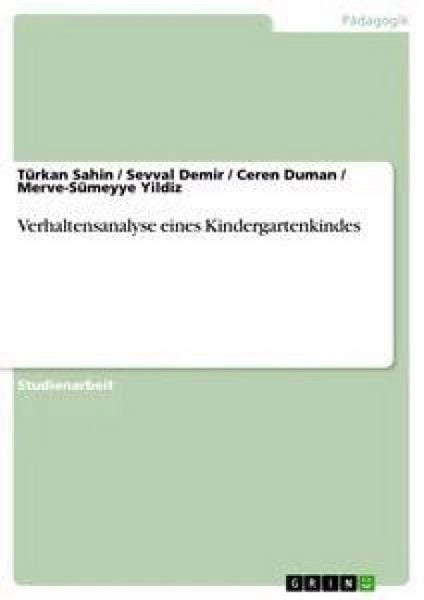Produktbild: Verhaltensanalyse eines Kindergartenkindes