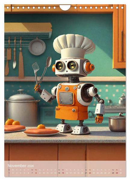 Produktbild: RoboLife - Niedliche Blechfreunde im Alltag (Wandkalender 2026 DIN A4 hoch), CALVENDO Monatskalender
