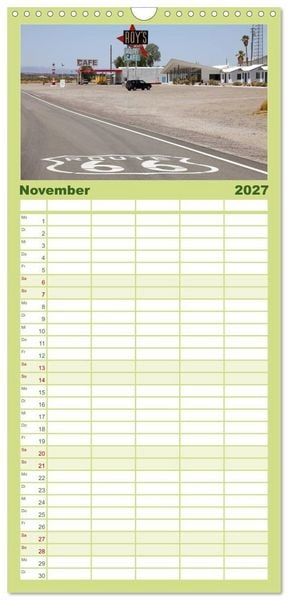 Produktbild: Familienplaner 2027 - Route 66 im S&uuml;dwesten mit 5 Spalten (Wandkalender, 21 x 45 cm) CALVENDO