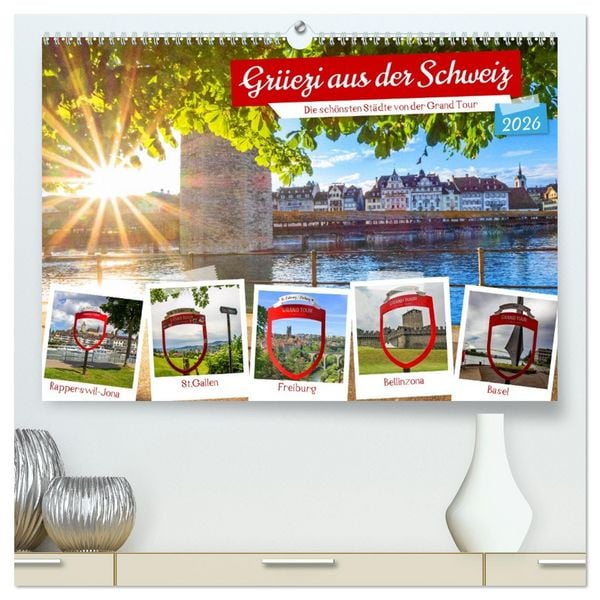 Grüezi aus der Schweiz (hochwertiger Premium Wandkalender 2026 DIN A2 quer), Kunstdruck in Hochglanz