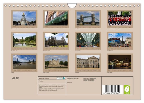 Produktbild: London (Wandkalender 2026 DIN A4 quer), CALVENDO Monatskalender