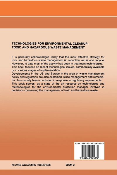 Produktbild: Technologies for Environmental Cleanup: Toxic and Hazardous Waste Management