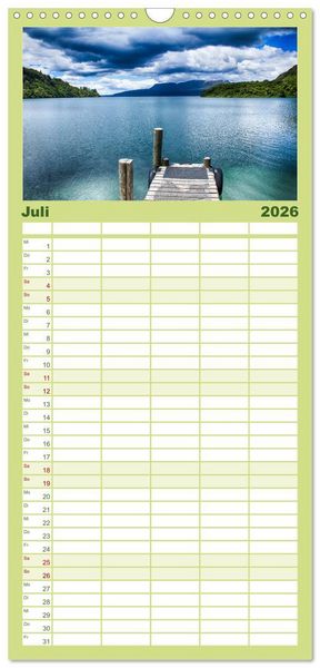 Produktbild: Familienplaner 2026 - Neuseeland - Die sch&ouml;nsten Orte am anderen Ende der Welt mit 5 Spalten (Wandkalender, 21 x 45 cm) CALVENDO