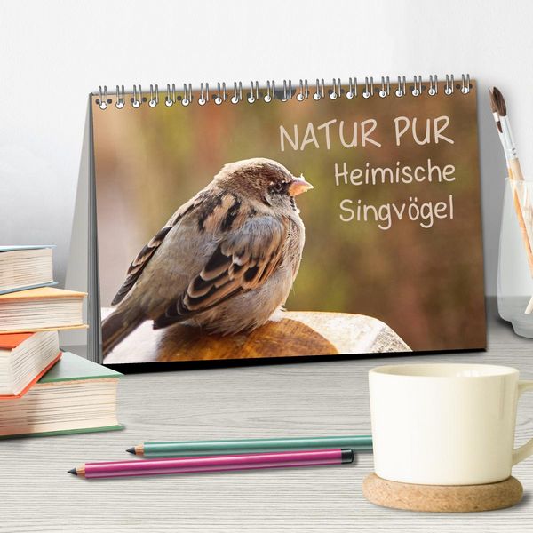 Produktbild: NATUR PUR Heimische Singv&ouml;gel (Tischkalender 2026 DIN A5 quer), CALVENDO Monatskalender