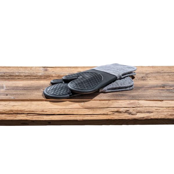 Produktbild: Topfhandschuhe Silikon Mod. Ada Schwarz, 2er, hitzebest&auml;ndige Silikon-Kochhandschuhe