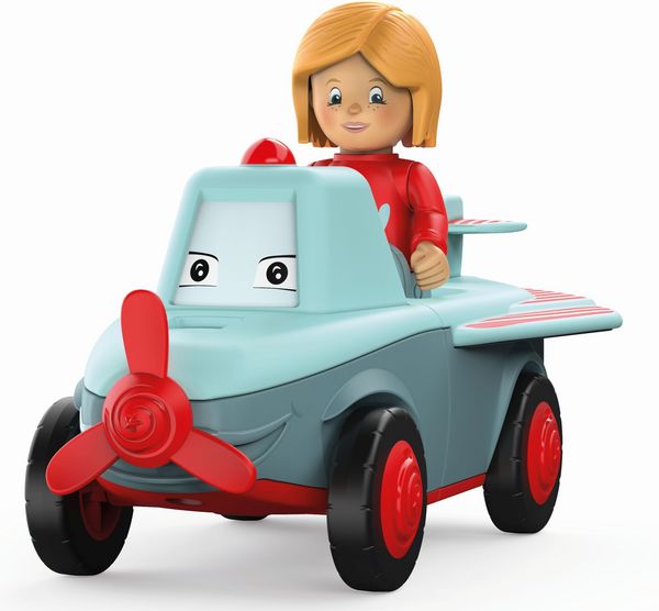 Produktbild: SIKU 0108 - Toddys, Paula Pretty, Spielzeugauto mit R&uuml;ckziehmotor und Spielfigur, graublau/rot
